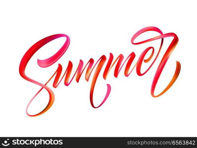 Summer calligraphic lettering. Color brush oil or acrylic paint. Vector illustration EPS10. Summer calligraphic lettering. Color brush oil or acrylic paint. Vector illustration