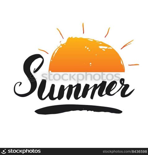 Summer Calligraphy lettering handwritten sign, Hand drawn grunge calligraphic text. Vector illustration
