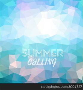 Summer calling. Poster on tropical beach background. Vector eps10.