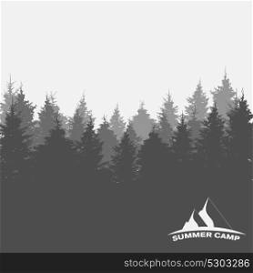 Summer Camp. Image of Nature. Tree Silhouette. Vector Illustration. EPS10. Summer Camp. Image of Nature. Tree Silhouette. Vector Illustrati