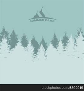 Summer Camp. Image of Nature. Tree Silhouette. Vector Illustration EPS10. Summer Camp. Image of Nature. Tree Silhouette. Vector Illustrati