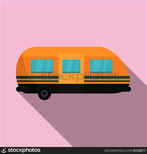 Summer camp trailer icon. Flat illustration of summer camp trailer vector icon for web design. Summer camp trailer icon, flat style