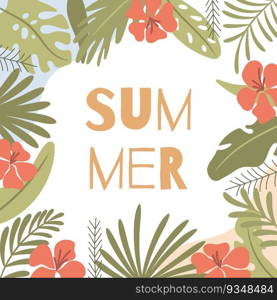 Summer card with tropical exotic background. Vector illustration 