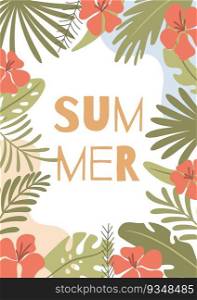 Summer card with tropical exotic background. Vector illustration 
