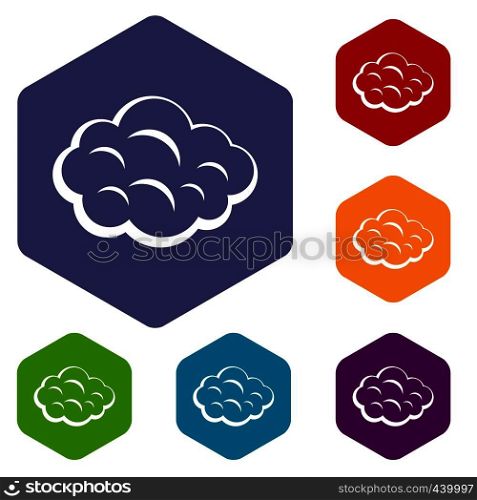 Summer cloud icons set hexagon isolated vector illustration. Summer cloud icons set hexagon