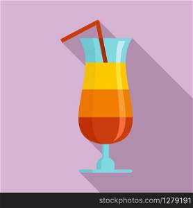 Summer cocktail icon. Flat illustration of summer cocktail vector icon for web design. Summer cocktail icon, flat style