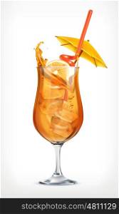 Summer cocktail, vector icon