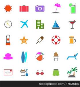 Summer color icons on white background, stock vector
