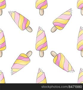 Summer. Cute ice cream seamless pattern. A wonderful bright pattern with a sweet multi-colored dessert. Print. Print for cloth design, textile, fabric, wallpaper