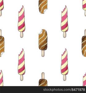 Summer. Cute ice cream seamless pattern. Wonderful bright pattern with chocolate dessert. Print for cloth design, textile, fabric, wallpaper