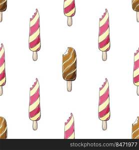 Summer. Cute ice cream seamless pattern. Wonderful bright pattern with sweet chocolate dessert. Print for cloth design, textile, fabric, wallpaper, wrapping paper. Print for cloth design, textile, fabric, wallpaper