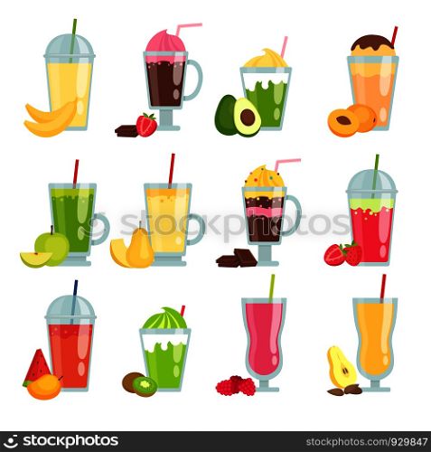 Summer drinks smoothie. Various pictures of fruit juice and smoothie. Vector summer menu fruit cocktail seamless pattern illustration. Summer drinks smoothie. Various pictures of fruit juice and smoothie