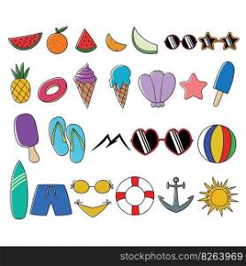 Summer element set collection vector illustration for your company or brand