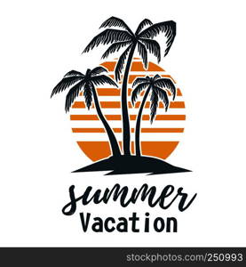 Summer emblem with palms. Design element for logo, label, sign, t shirt.