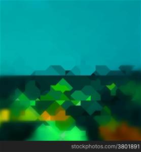 Summer evening card with blurred geometric background