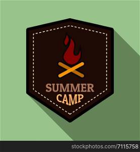 Summer fire camp logo. Flat illustration of summer fire camp vector logo for web design. Summer fire camp logo, flat style