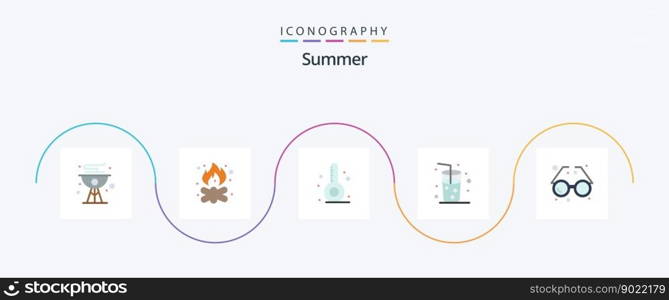 Summer Flat 5 Icon Pack Including accessory. drink. c&fire. beach. thermometer