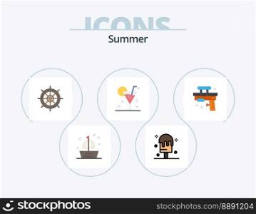 Summer Flat Icon Pack 5 Icon Design. glass. cocktail. nautical. beverage. travel