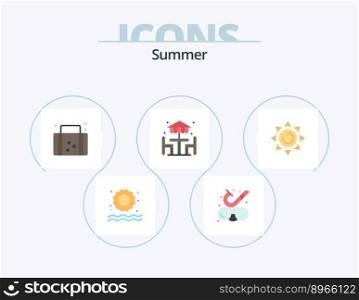 Summer Flat Icon Pack 5 Icon Design. shinning. furniture. suitcase. dinner. beach