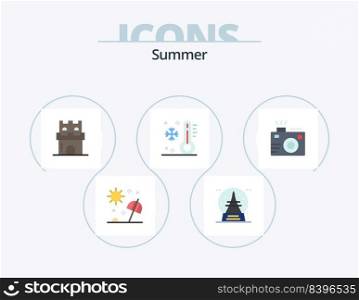 Summer Flat Icon Pack 5 Icon Design. temperature. low. vacation. holiday. sand