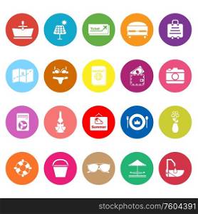 Summer flat icons on white background, stock vector