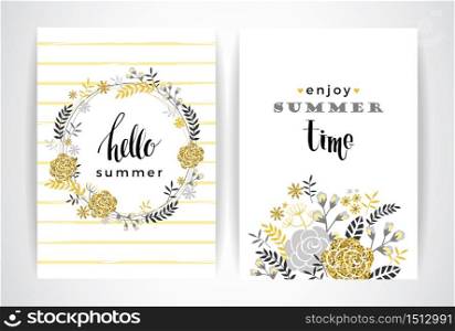Summer floral card template. Vector illustration. Design element. Summer floral card template. Vector illustration