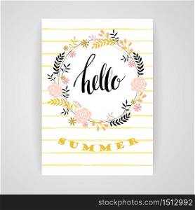Summer floral card template. Vector illustration. Design element. Summer floral card template. Vector illustration