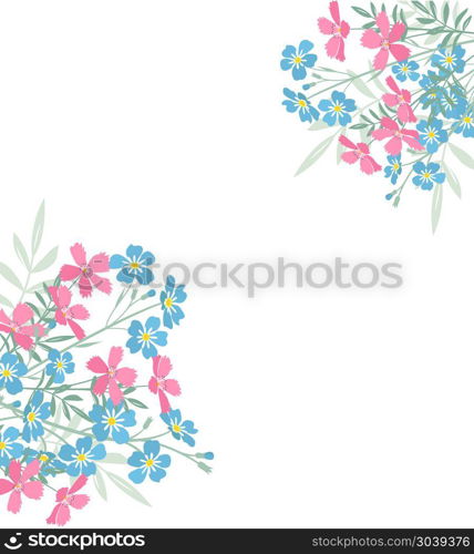 Summer floral decorations. Vector illustration of colorful flowers. Floral decorations on a white background.