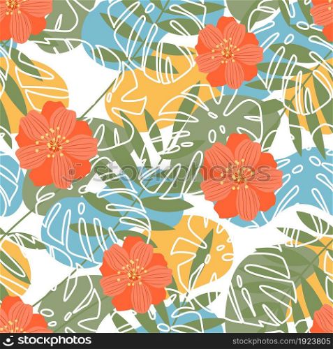Summer flower background for fabric design. Fabric pattern. Elegant design. Vintage style.Seamless vector background.. Summer flower background for fabric design
