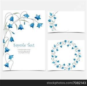Summer flower campanula. Set vector illustration blue bell-shaped bloom, summer flower Campanula