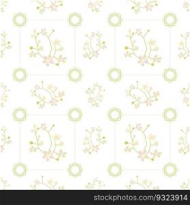 Summer flowers and leaves pattern seamless. Abstract delicate wildflowers in square geometric shapes endless ornate backdrop. Botanical wedding wallpaper. Vector illustration with floral texture