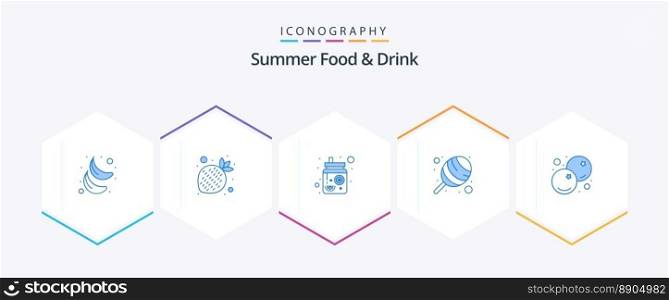 Summer Food and Drink 25 Blue icon pack including fruit. blue. drinks. berry. cotton