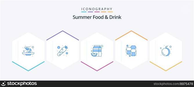 Summer Food and Drink 25 Blue icon pack including fruit. sweet. fruit. honeycomb. bees