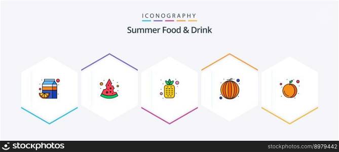 Summer Food and Drink 25 FilledLine icon pack including food. vegetable. food. healthy. pineapple