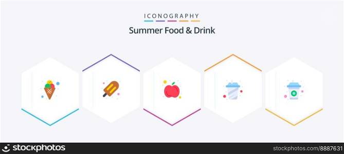 Summer Food and Drink 25 Flat icon pack including beverage. smoothie. sweet. juice. food