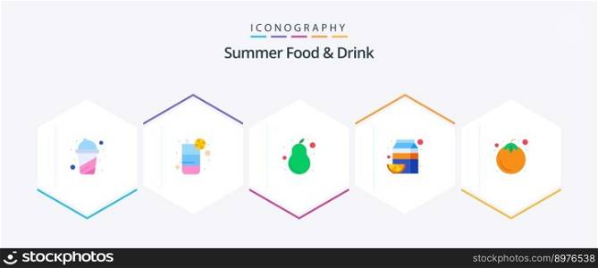 Summer Food and Drink 25 Flat icon pack including mangosteen. orange. fruits. juice. drink