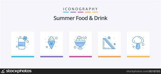 Summer Food and Drink Blue 5 Icon Pack Including food. bread. bowl. sandwich. sweet. Creative Icons Design