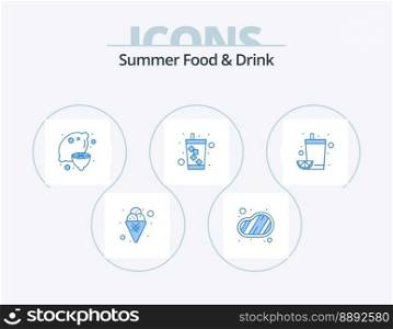 Summer Food and Drink Blue Icon Pack 5 Icon Design. drink. soda. food. drink. juice