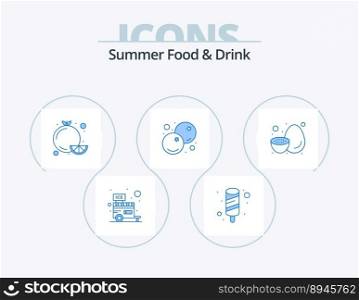 Summer Food and Drink Blue Icon Pack 5 Icon Design. fruits. healthy. citrus. fruit. blue