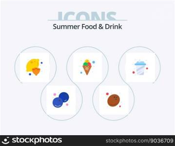 Summer Food and Drink Flat Icon Pack 5 Icon Design. cup. ice. healthy. dessert. cone