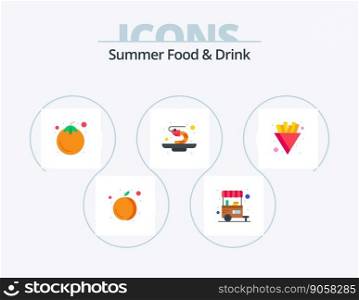 Summer Food and Drink Flat Icon Pack 5 Icon Design. . french fries. sweet. chips. seafood