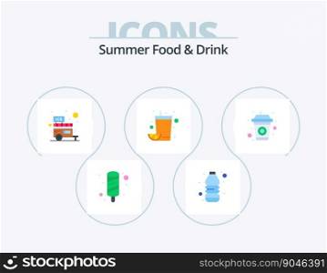 Summer Food and Drink Flat Icon Pack 5 Icon Design. juice. beverage. ice. orange juice. fruit