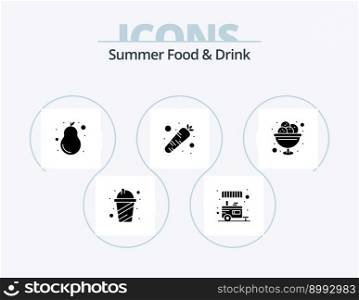 Summer Food and Drink Glyph Icon Pack 5 Icon Design. cream. vegetable. fruits. seasoning. carrot
