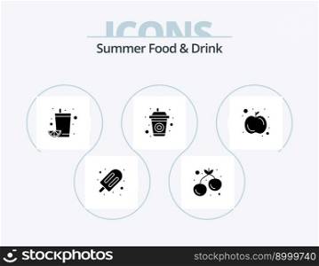 Summer Food and Drink Glyph Icon Pack 5 Icon Design. fruit. summer. drink. juice. beverage