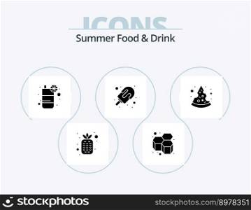 Summer Food and Drink Glyph Icon Pack 5 Icon Design. piece. ice. drink. dessert. ice cream