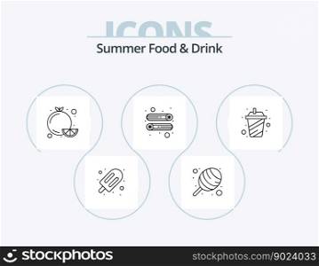 Summer Food and Drink Line Icon Pack 5 Icon Design. food. berry. candy. mason jar. drinks