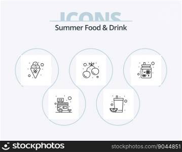 Summer Food and Drink Line Icon Pack 5 Icon Design. fruit. banana. fruit. summer. drink