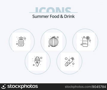 Summer Food and Drink Line Icon Pack 5 Icon Design. ice cream. nachos. pineapple. food. summer