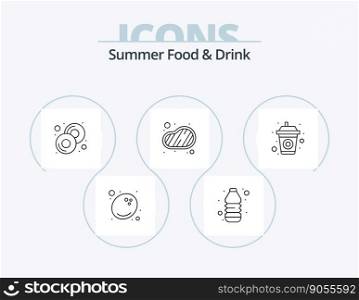 Summer Food and Drink Line Icon Pack 5 Icon Design. snack. donut. food. frozen. ice