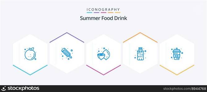 Summer Food Drink 25 Blue icon pack including drink. food. meal. drink. fruit